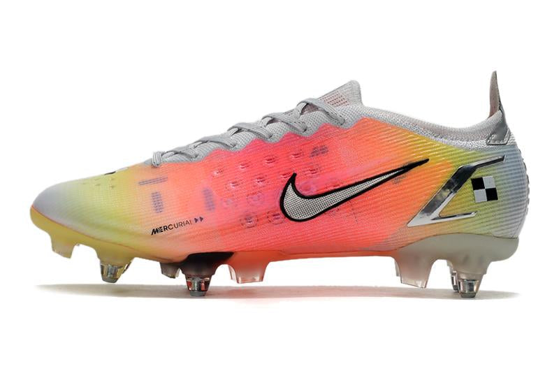 Chuteira Nike Mercurial Vapor 14 Elite SG Campo - Branca, Laranja e Verde