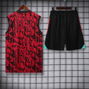 Kit Treino Manchester United 23/24 Adidas - Preto com Vermelho