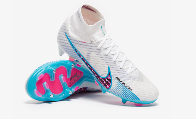 Chuteira Nike Mercurial Superfly IX Elite SG Campo - Azul e Branco